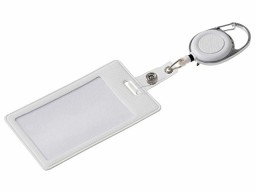 Бейдж с рулеткой-карабин "Favor", белый