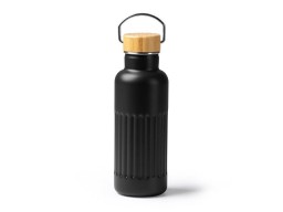 Термобутылка «Нобук» из переработанной нержавеющей стали, с бамбуковой крышкой, черный
