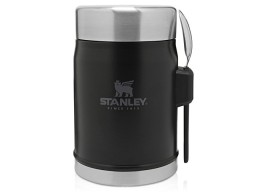 Банка для еды объемом 400 мл с ложкой-вилкой Stanley Legendary - черный матовый