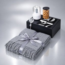 Подарочный набор «Re:Snug» с пледом, увлажнителем и попкорном, серый