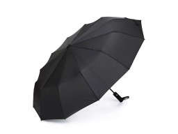 Зонт складной мужской TORBER, автомат, 3 сложения, черный, каркас сталь/файбергласс, эпонж, пластиковая ручка, диаметр 103 см