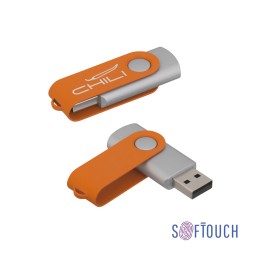 Флеш-карта "Vostok", объем памяти 16Gb, покрытие soft touch, оранжевый