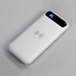 Беспроводное зарядное устройство "Quantum", 10000 mAh с цифровым индикатором заряда, белый