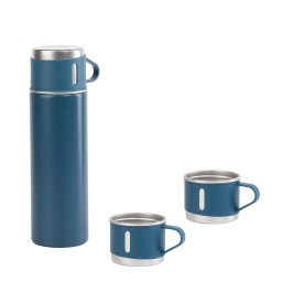 Набор подарочный "Алтай": термос, 3 кружки, пудра, темно-синий