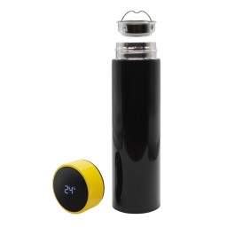 Термос Reactor duo black с датчиком температуры, черный с желтым