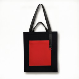 Шоппер Superbag Big Pocket, с карманом на молнии, чёрный с красным