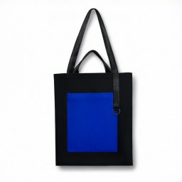 Шоппер Superbag Big Pocket, с карманом на молнии, чёрный с синим